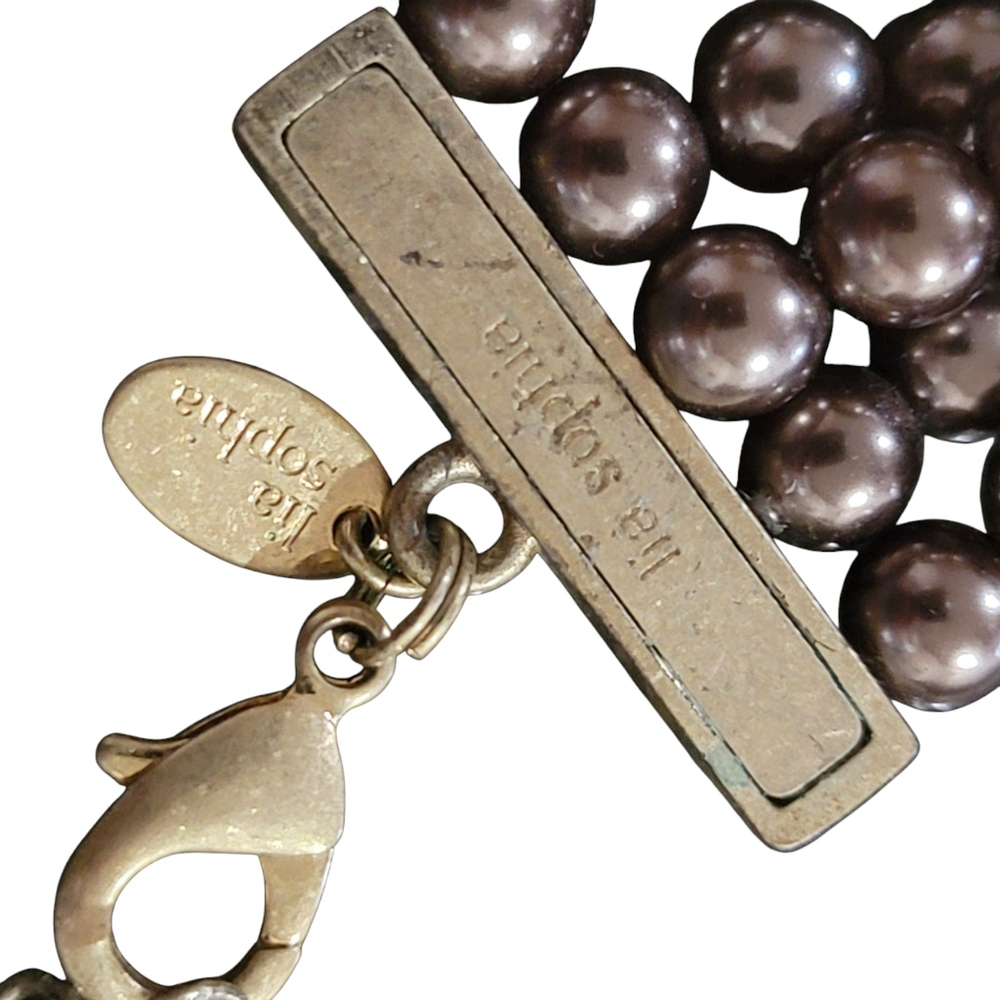 Women's Lia Sophia Brown Pearl Necklace OS - Picture 4 of 6